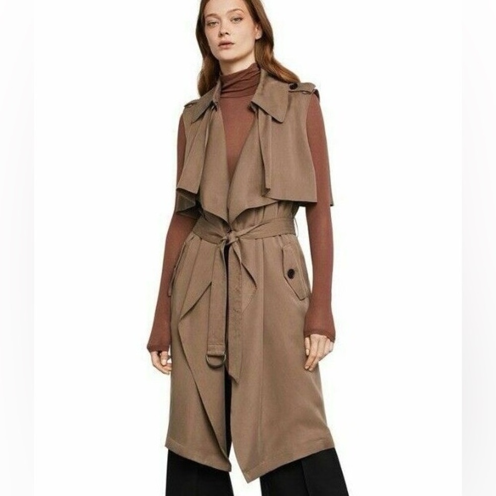 BCBGmaxazria Brielle long belted runway sleeveless trench coat size small NWT